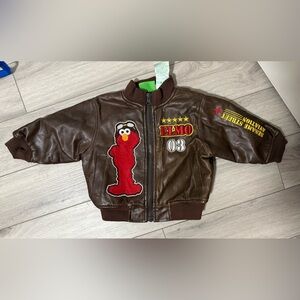 Vintage Sesame Street Elmo Embroidered Bomber Jacket Size 12 Months